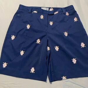 Preppy Coral Bay Navy Shorts with Pink Golf Embroidery